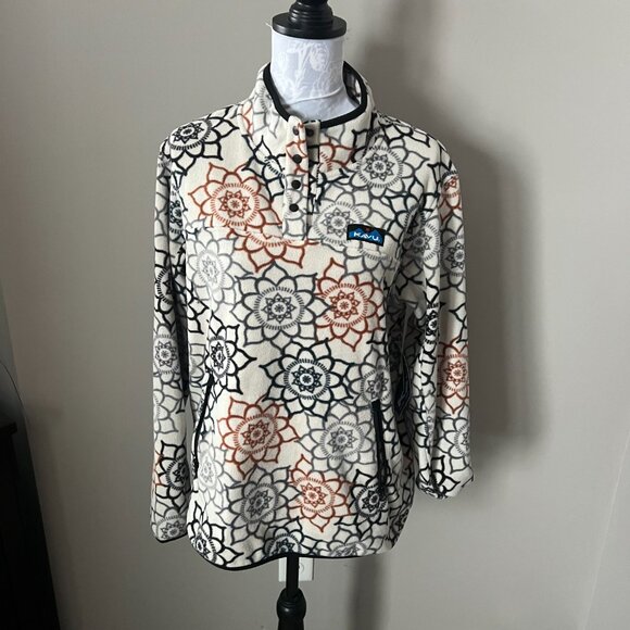 Kavu Geometric Floral Hoodie - Black, Gray, Orange - Picture 4 of 6